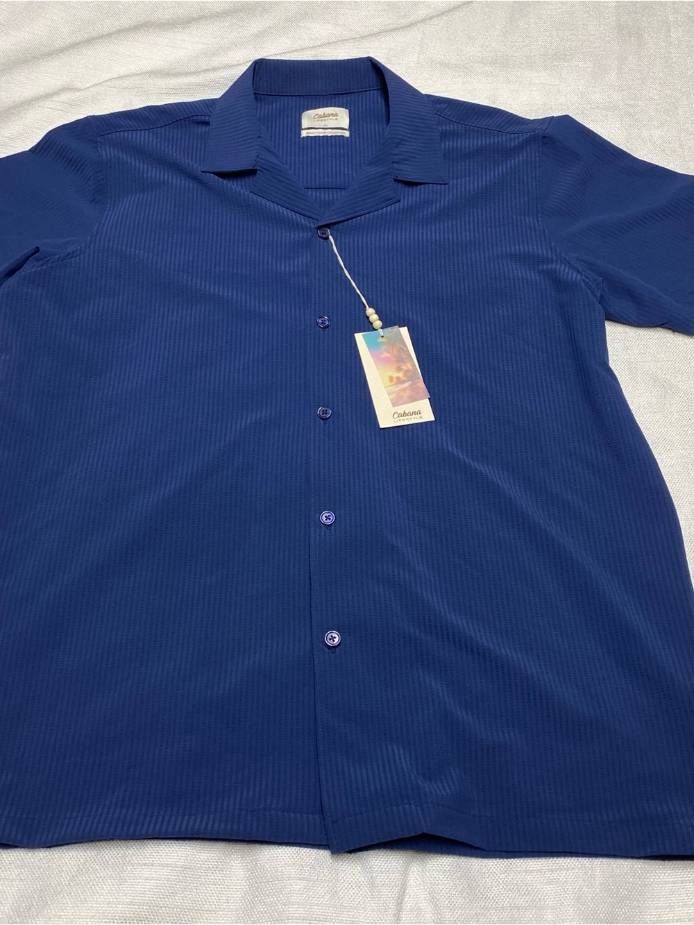 Cabana Lifestyle Beach House XL NWT Men’s Casual Button-Down Shirt - Navy Blue